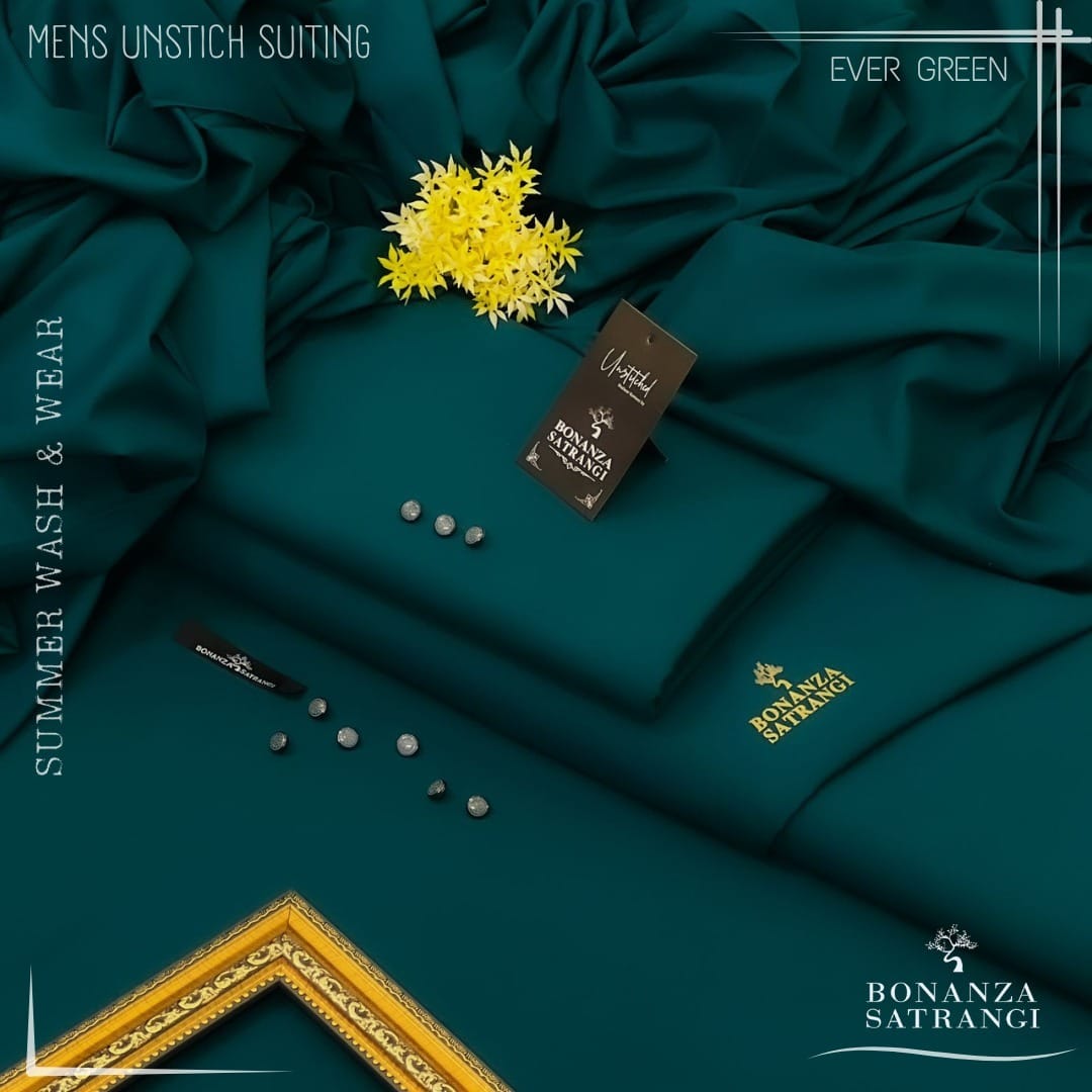 Bonanza Satrangi Deep Teal Premium Wash & Wear – Unstitched Men’s Suit