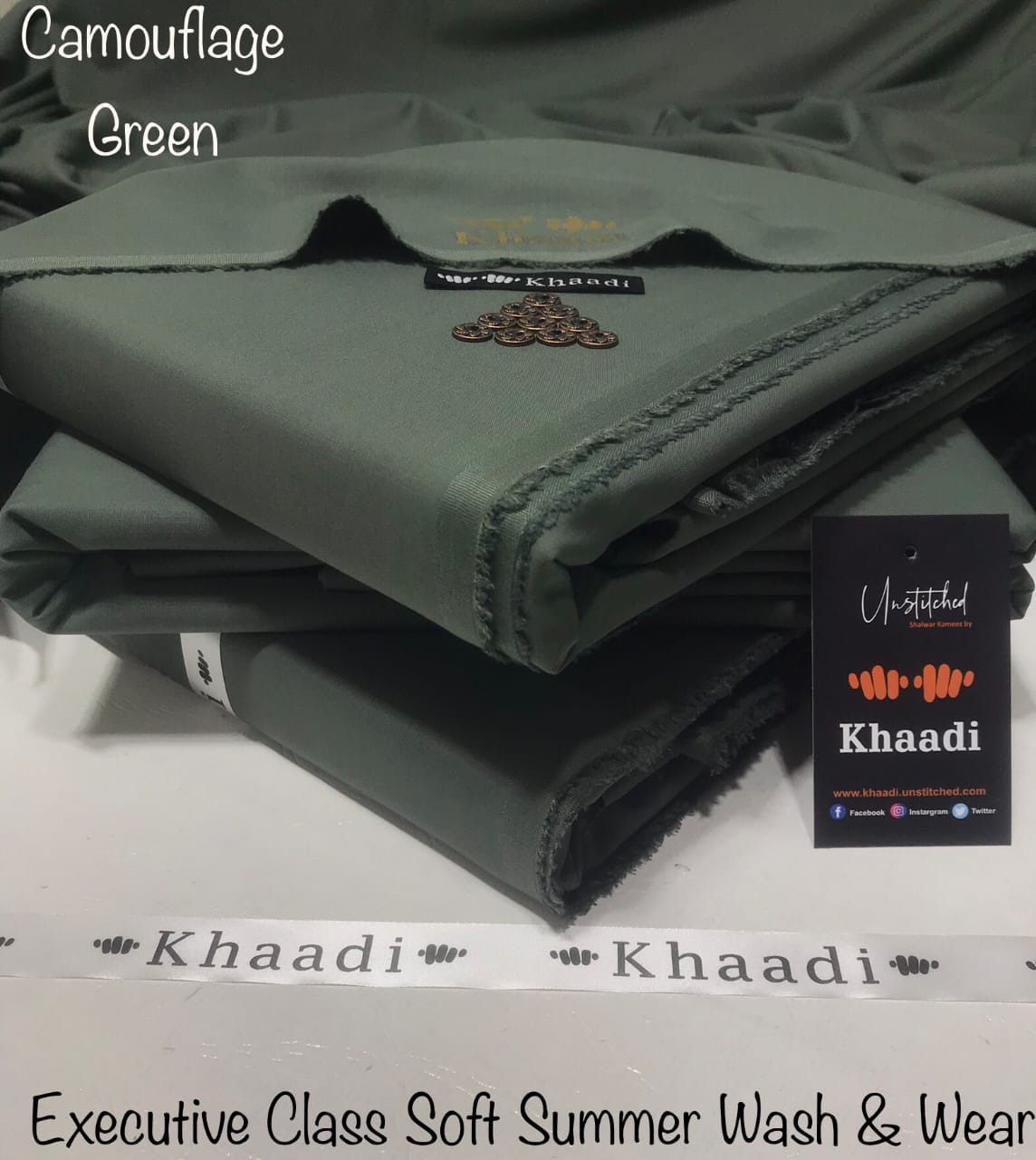 Khaadi Camouflage Green Class Soft Summer Wash & Wear – Men’s Unstitched Suit