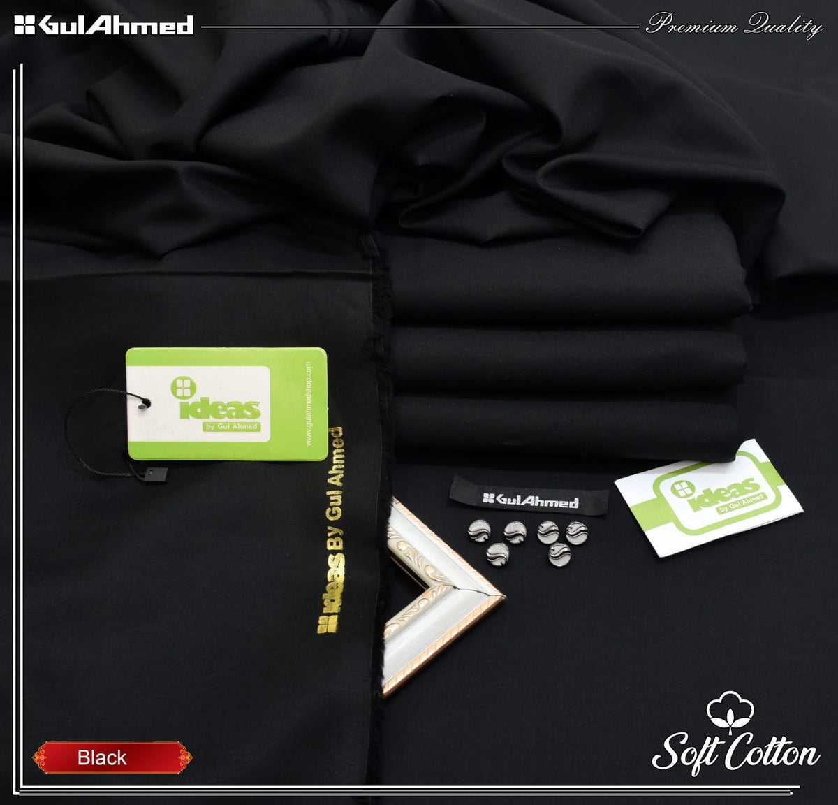Gul Ahmed 100%Cotton- Black Unstitched Men's Wear | Best For Summer (Copy)