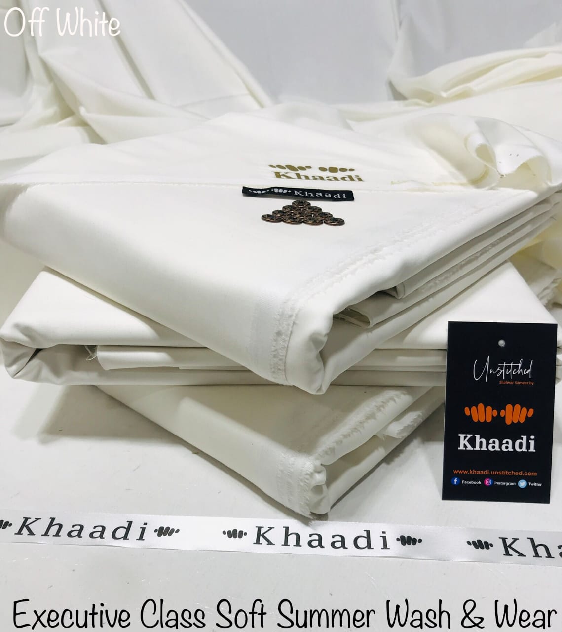 Khaadi Off White Executive Class Soft Summer Wash & Wear – Men’s Unstitched Suit